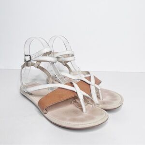 Tsubo Gild Leather Strappy Sandals White Tan Size 7.5 Women’s